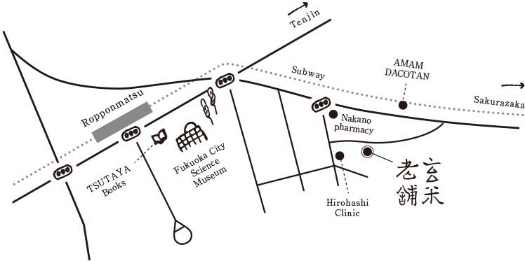 玄米老舗店舗の地図